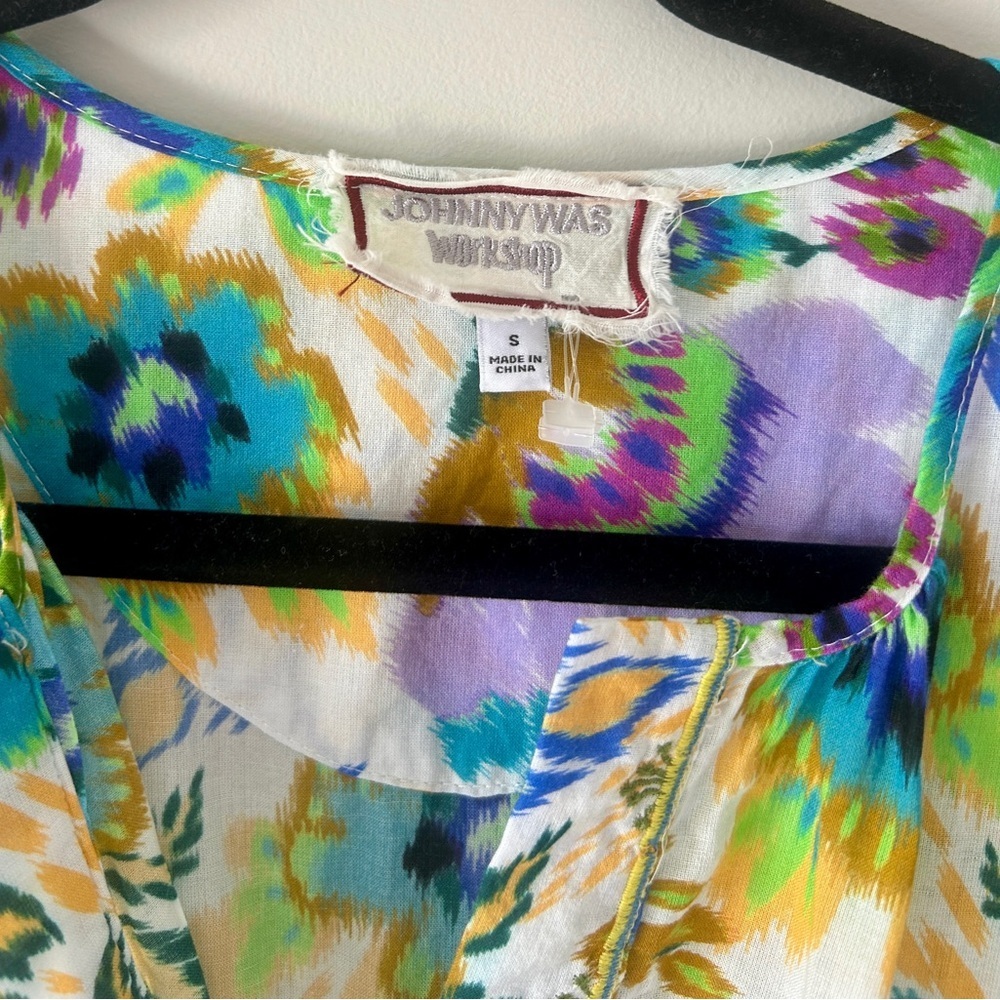 Johnny Was Ikat Bloom Tiered Floral Print Midi Dress Size Small - Picture 7 of 12